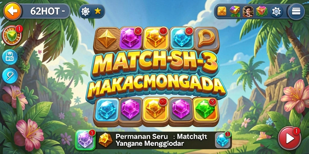 Tampilan gameplay seru di 62HOT dengan grafis warna-warni.