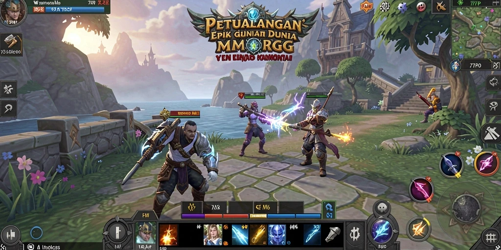 Tampilan gameplay epik dengan aksi seru di dunia MMORPG.