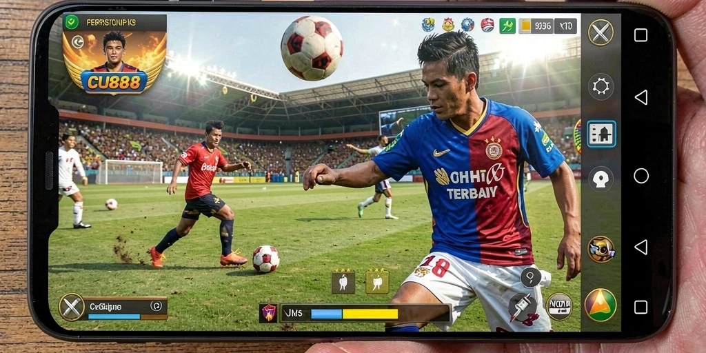 Screenshot gameplay CU888 menampilkan aksi mendebarkan dalam olahraga.