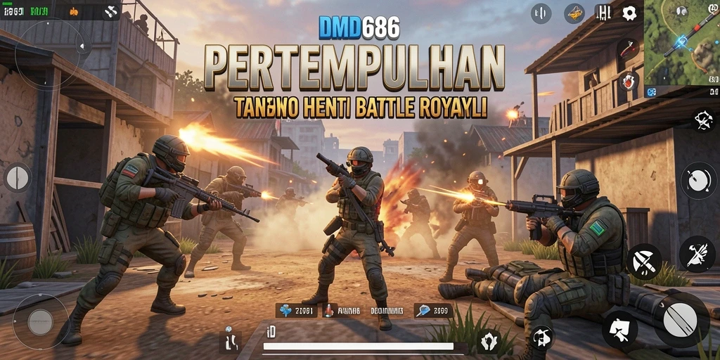 Tangkapan layar DMD686 menampilkan aksi intens dalam pertempuran Battle Royale.