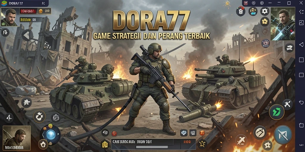 Tampilan gameplay DORA77 dengan strategi perang yang mendebarkan.