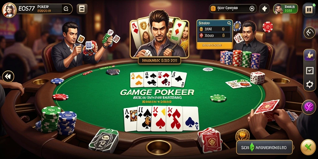 Tampilan menarik gameplay Poker dengan antarmuka intuitif.