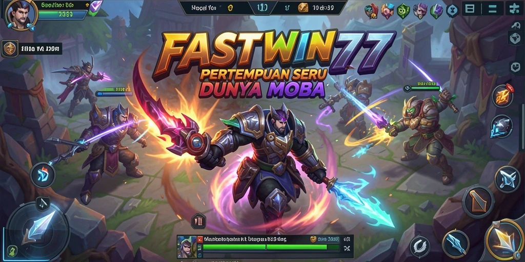 Tangkapan layar FASTWIN77 menampilkan aksi intens pertempuran MOBA.