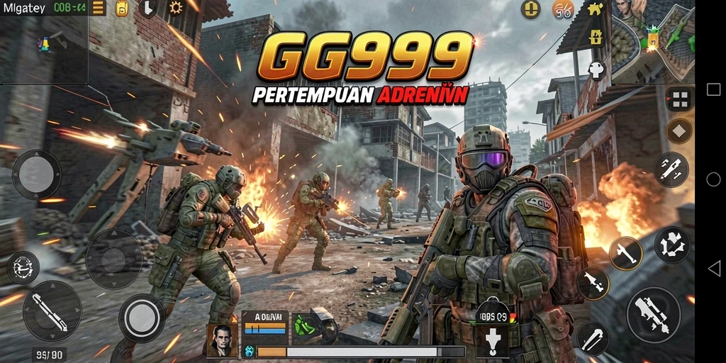 Screenshot GG999 menampilkan pertempuran FPS yang seru dan mendebarkan.