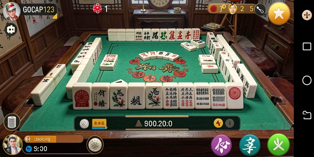 Tampilan screenshot GOCAP123 menunjukkan gameplay Mahjong yang menantang dan interaktif.