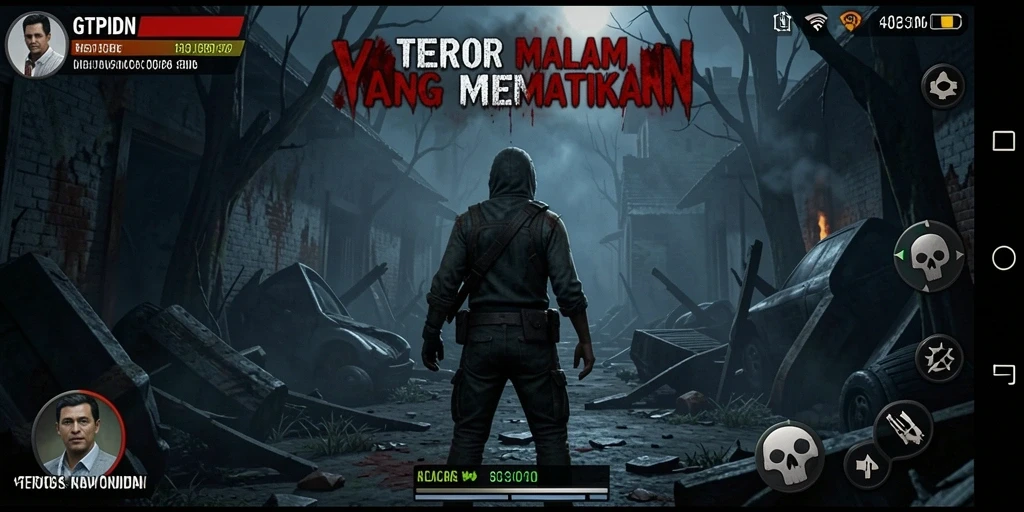 Tampilan menegangkan dari gameplay GTPIDN dengan suasana Horror yang mencekam.