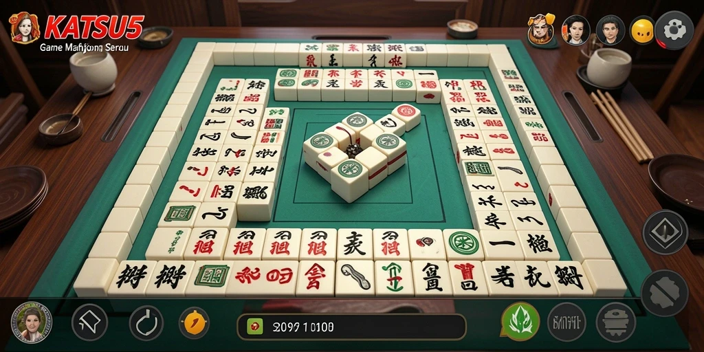 Tangkapan layar KATSU5 menunjukkan momen seru dalam bermain Mahjong.