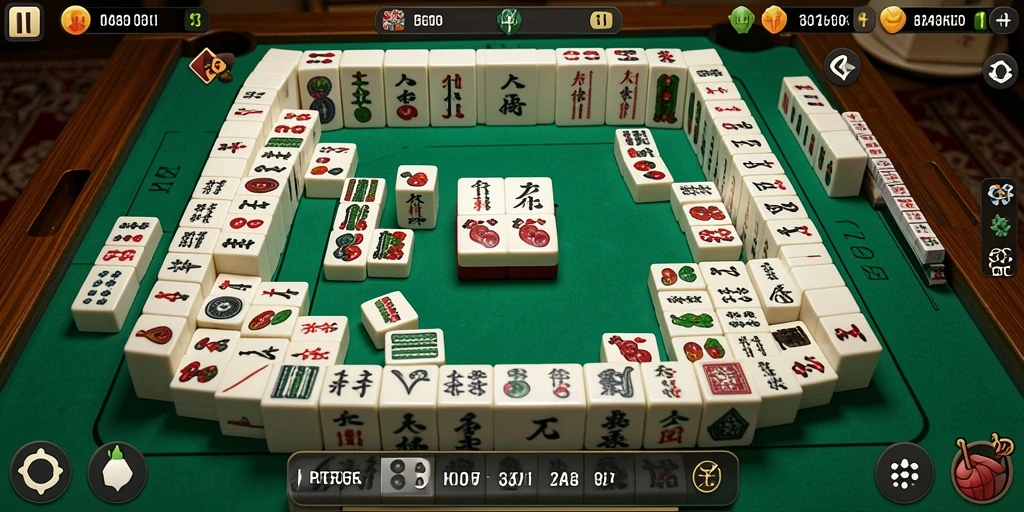 Tangkapan layar permainan KETUA menampilkan serunya gameplay Mahjong.