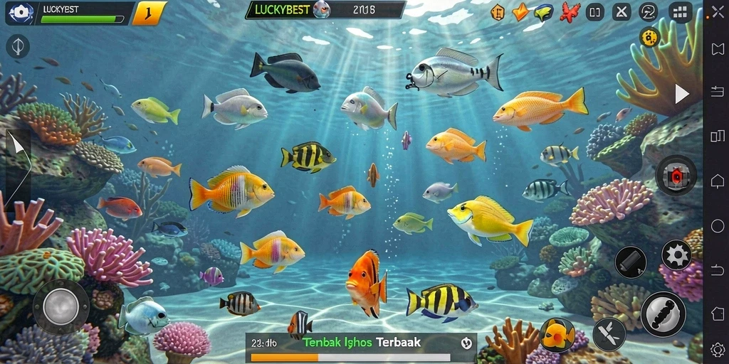 Tampilan gameplay Tembak Ikan yang seru dan mendebarkan.