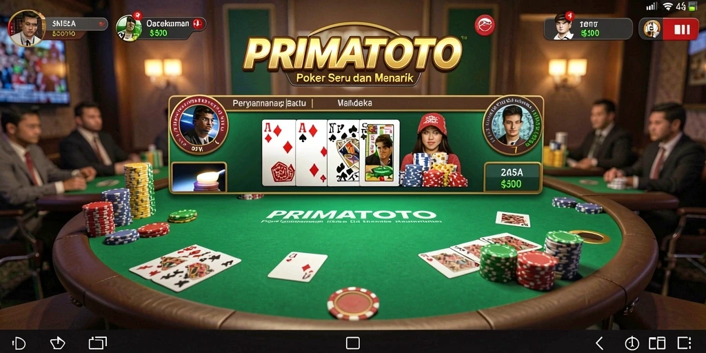 Screenshot gameplay poker yang mendebarkan di PRIMATOTO.