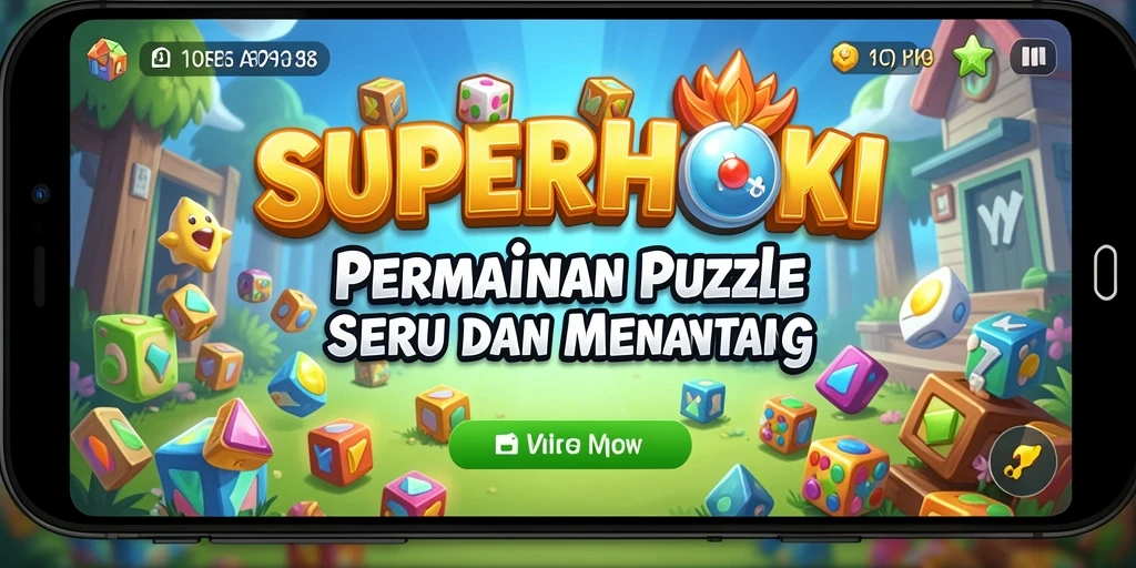 Tampilan gameplay SUPERHOKI dengan teka-teki yang memukau.