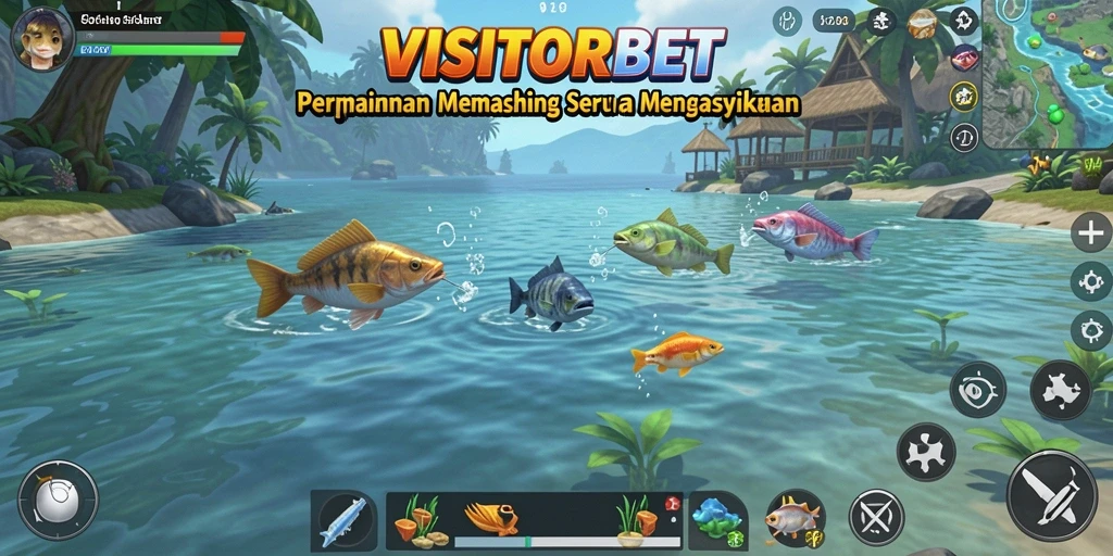 Tampilan gameplay VISITORBET menunjukkan momen memancing yang mendebarkan.